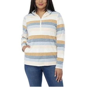 Felpa donna O'Neill 1/4 zip pile polare con tasche righe neutre piccola - Foto 1 di 8