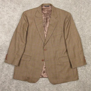 Brooks Brothers Jacket Mens 44 S Brown Plaid Suit Blazer 346 100% Wool Professor - Picture 1 of 15