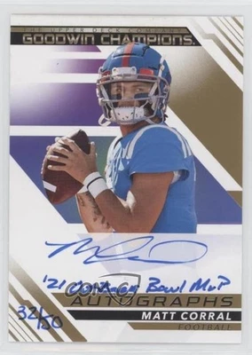 2022 Upper Deck Goodwin Champions Inscriptions 32/50 Matt Corral Rookie Auto RC - Image 1 of 3