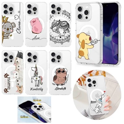 Funda Teléfono Para iPhone 16e 17 Pro 15 14 13 Diseño Animales Cubierta Nombre Personalizado Foto 1 de 4