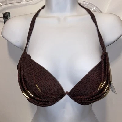 Top de bikini con bandas de natación Victoria's Secret Archives 32D push up y puntos con aros Foto 1 de 4