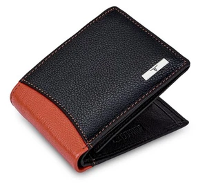 New Men's Genuine Leather Bi-fold Wallet Card Money Holder - Foto 1 di 7