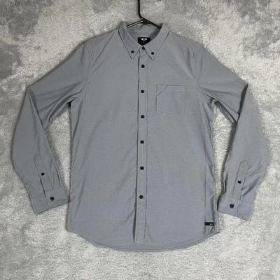 Oakley Shirt Mens Medium Gray Slim Fit Button Down Long Sleeve Polyester Tech - Image 1 of 4