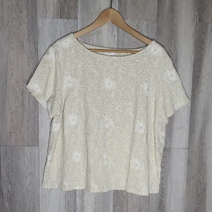 Blusa de lino Jill XL para mujer con ojales florales bordados ligera - Imagen 1 de 8