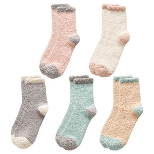 5 Pairs Women Tube Socks Coral Fleece Stockings Winter Breathable Sock - Picture 1 of 12