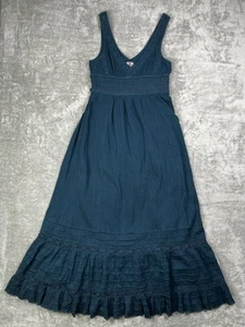Free People Size 8 Maxi Dress Bohemian Peasant Lace Cottage Core Blue - Picture 1 of 11