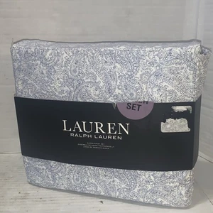 Lauren Ralph Lauren Queen Sheet Set Deep Fitted 100% Cotton Paisley Brand New - Picture 1 of 11