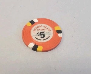 $5 Paradise Island Casino Nassau Bahamas Casino Chip Token Red Rare - Picture 1 of 3