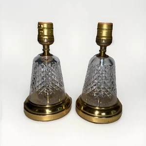 Vintage signiertes 2er Set Alana Waterford Kristall & Messing Boudoir Schminktischlampen 8 Zoll - Bild 1 von 24