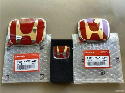 3 x Red Emblem Front Rear Steering Badge Logo Fit For 2018-23 Honda Accord Sedan Foto 1 de 4