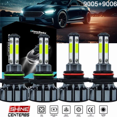 For Toyota RAV4 1998 1999 2000 4X 9005+9006 LED Headlight Bulb High Low Beam - Image 1 of 4