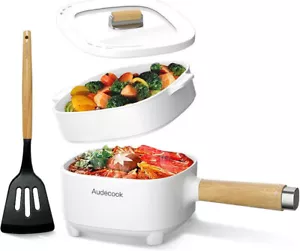 Audecook Elektrischer Pot Multifunktionspot mit Dampfgarer Pfanne 2 L Weiß 800 W - Bild 1 von 6
