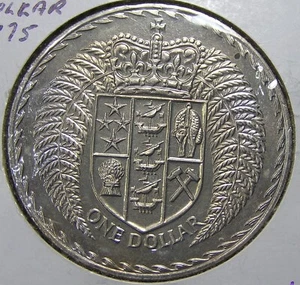 New Zealand 1 Dollar Coin 1975 Lustrous High Grade, Free S/H after 1st Item - Picture 1 of 4
