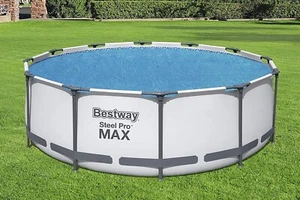 BESTWAY 12FT ROUND SOLAR POOL COVER STEEL PRO SWIMMING POOL CARRY BAG - Picture 1 of 5