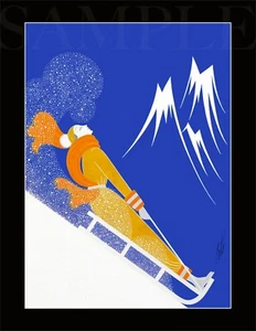 8,5x11 Vintage Erte Trineo de Invierno Finas Art Deco Impresión a Color Imagen Póster Mujer - Imagen 1 de 1