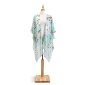 Demdaco Blue/Yellow Pastel Herringbone Polyester Duster Women's Fashion Wrap - Picture 1 of 2