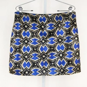 Romeo & Juliet Couture Black Blue Sequin Mini sz L - Picture 1 of 6