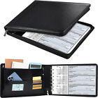 Business Check 7 Ring Checkbook Binder, PU Leather Portfolio, Built in Storage