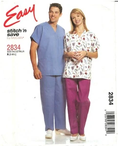 2000 Easy Stitch 'n Save 2834 Unisex Top Pull-on Pants Scrubs sewing pattern - Picture 1 of 3