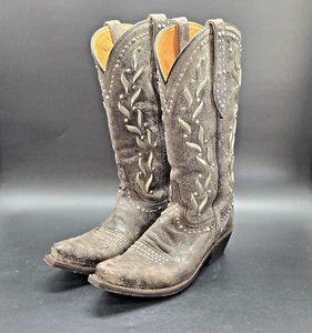 Botas vaqueras occidentales Lucchese para mujer con tachuelas talla 7 marrón envejecido M4620 - Imagen 1 de 24