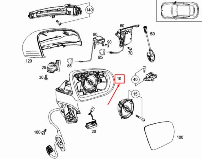 MERCEDES-BENZ C COUPE C205 FRONT RIGHT SIDE WING MIRROR A2058109802 NO🇺🇸DUTIES - Image 1 of 4