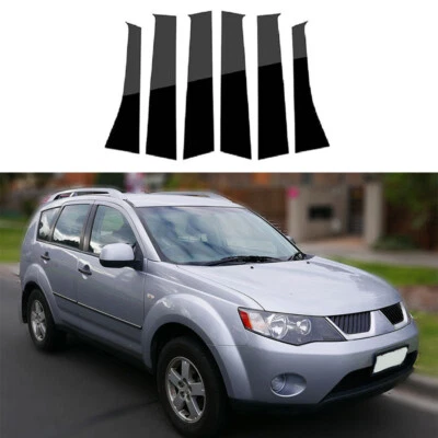 6PCS Gloss Black Window Pillar Post Door Trim For Mitsubishi Outlander 2007-2013 - Image 1 of 4