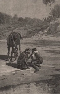 The Discovery of King by E.J. Welch. South Australia 1888 old antique print - Picture 1 of 1