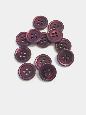 24 Botones Perlado Ciruela Plástico Púrpura 4 Agujeros Coser a través de Coser 14 mm #BL17 Foto 1 de 4