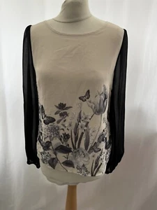 New Look Womens Floral Chiffon Blouse Size 10 Long Sleeve - Picture 1 of 12