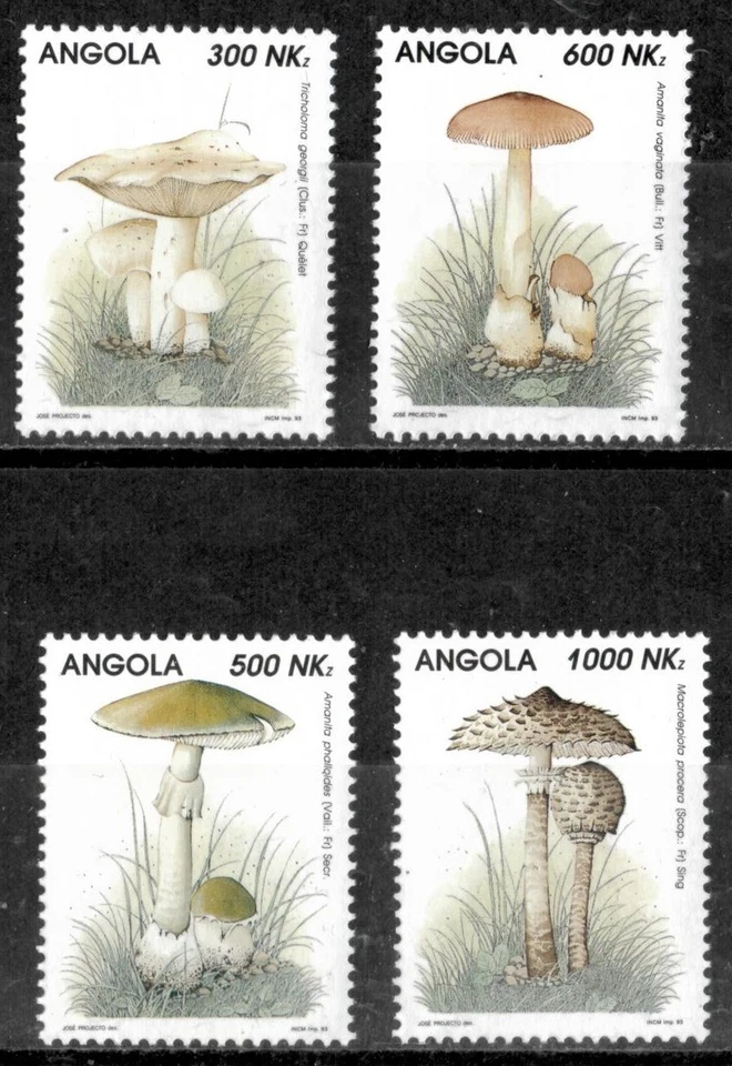 Angola 1993 - Mushrooms - Set of 4 Stamps - Scott #887-90 - MNH - Image 1 of 1