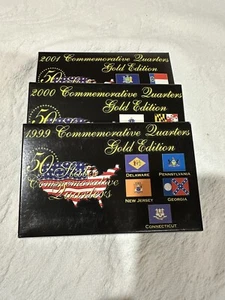 1999-2001 Commemorative Quarters Gold Color Edition Set in boxes, - Picture 1 of 4