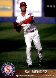 2016 Spokane Indians Grandstand 23 Sal Mendez Weehawken New Jersey Baseball Card