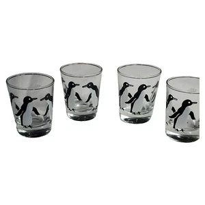 Libbey Glass Company Pinguin Schnapsglas Set selten Sammlerstück Barware 4er Set - Bild 1 von 24