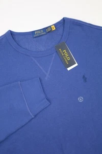 Polo Ralph Lauren Mens Monochrome Blue Small Pony Fleeced Sweatshirt XL V-Insert - Picture 1 of 9