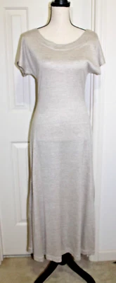 Maxi vestido largo para mujer The Limited mezcla de lino talla pequeña champán Foto 1 de 4