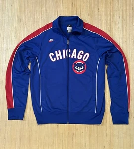 Nike Chicago Cubs Track Jacket Blue Full Zip Embroidered Angry Cub Logo Men’s M - Picture 1 of 12