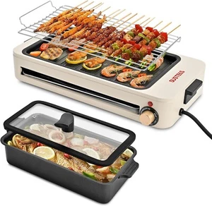 SUSTEAS Electric Indoor Grill with Hot Pot Smokeless 3 in 1 Non-Stick 1400W - Picture 1 of 7