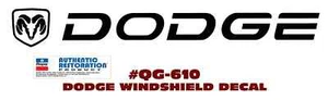 QG-610 DODGE TRUCK - DODGE WITH RAM HEAD - WINDSHIELD DECAL - LICENSED - Picture 1 of 2