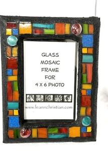 Mosaic Hand Made 4x6 Picture Photo Frame Colorful Heavy Standing Leann Christian - Picture 1 of 9