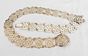 VINTAGE SIGNED CHINESE SILVER 34"L CHASED & PIERCED DESIGN LINK BELT-125 GRAMS - Picture 1 of 10