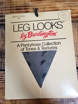 Burlington Textured Pantyhose Small Black   Artists Brush Nylon Stockings - Image 1 of 2