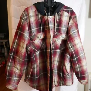 Legendary Outfitters Jacket Mens Red Plaid Snap Hooded Quilt Lined Flannel 3XL - Picture 1 of 9