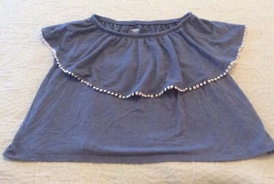 Niñas/Jóvenes Viejos Azul Marino/Gris Top Sin Mangas Panel con Volantes Talla M (8) Foto 1 de 4