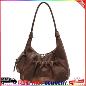 Bolso de Hombro Retro para Mujer Cuero PU Color Sólido Mujer Bolso de Calle (Café) - Imagen 1 de 12