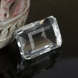 61+Ct Natural Shinning Flawless White Topaz Emerald Cut Loose Gemstone Certified - Picture 1 of 6