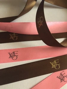 uk LOVE 50cm DESIGNER style brown & metallic gold OR pink & black satin ribbon - Picture 1 of 2