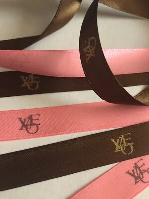 uk LOVE 50cm DESIGNER style brown & metallic gold OR pink & black satin ribbon  - Image 1 of 2