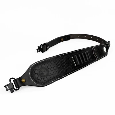 Tourbon Genuine Leather Rifle Sling 2 Point Adjustable Strap Gun Mounted Swivels - Image 1 of 4