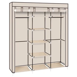 Large Beige Portable Closet Wardrobe Multifunction Organizer 69" Tall x 59" Wide - Picture 1 of 15