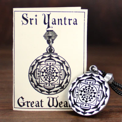 Sri Yantra Gran Riqueza Diosa Hindú Colgante Amuleto Talismán Joyería Yoga Foto 1 de 4